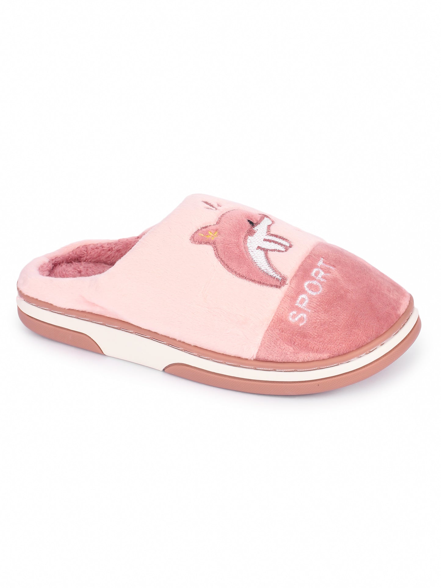 Brauch Women's Pink Whale Fur Winter Slippers