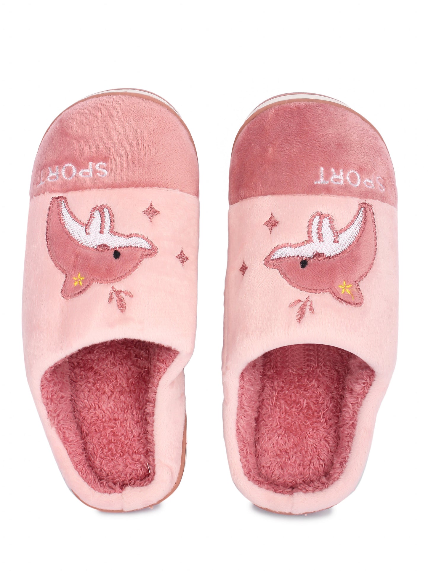Brauch Women's Pink Whale Fur Winter Slippers