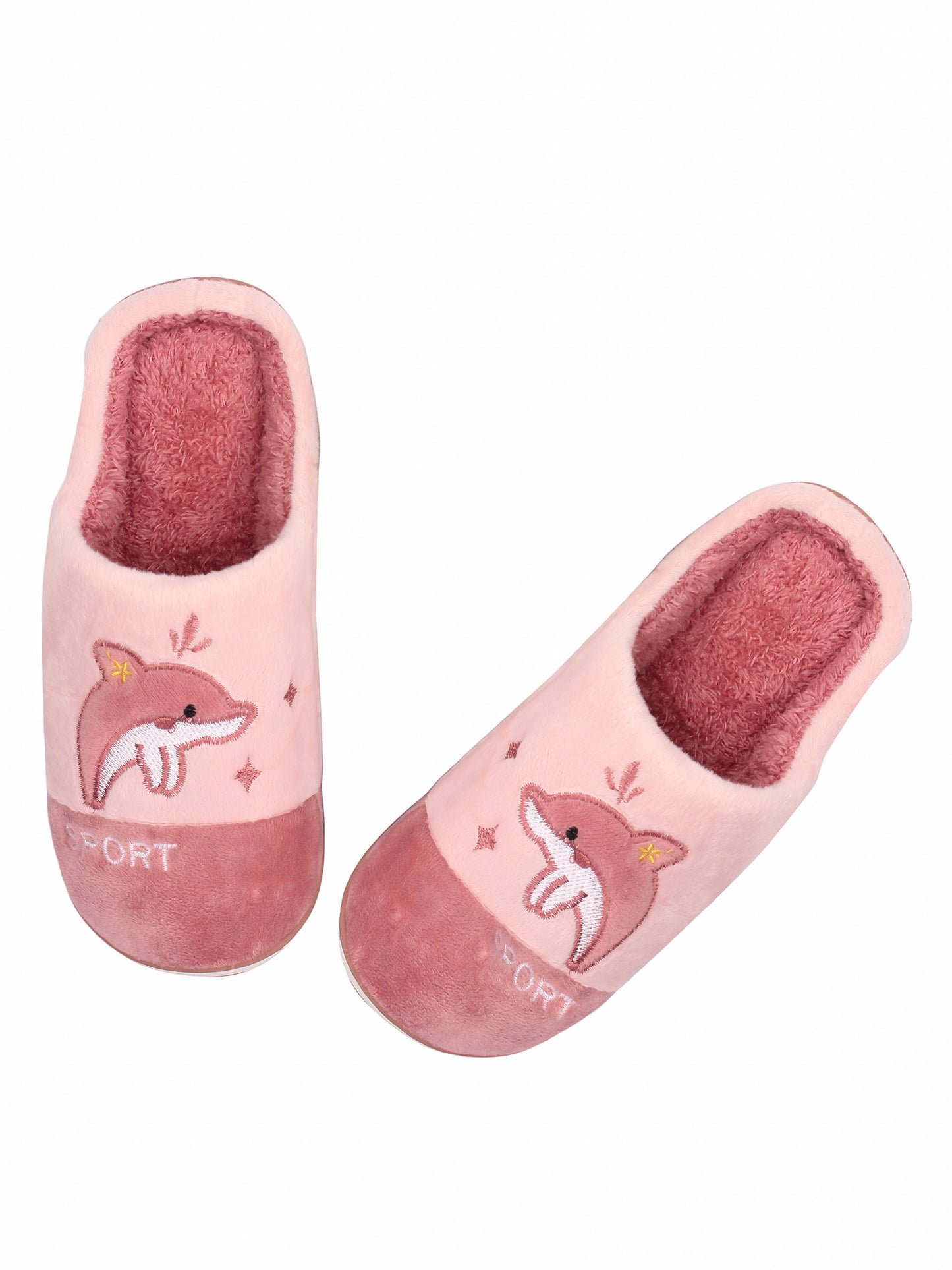 Brauch Women's Pink Whale Fur Winter Slippers