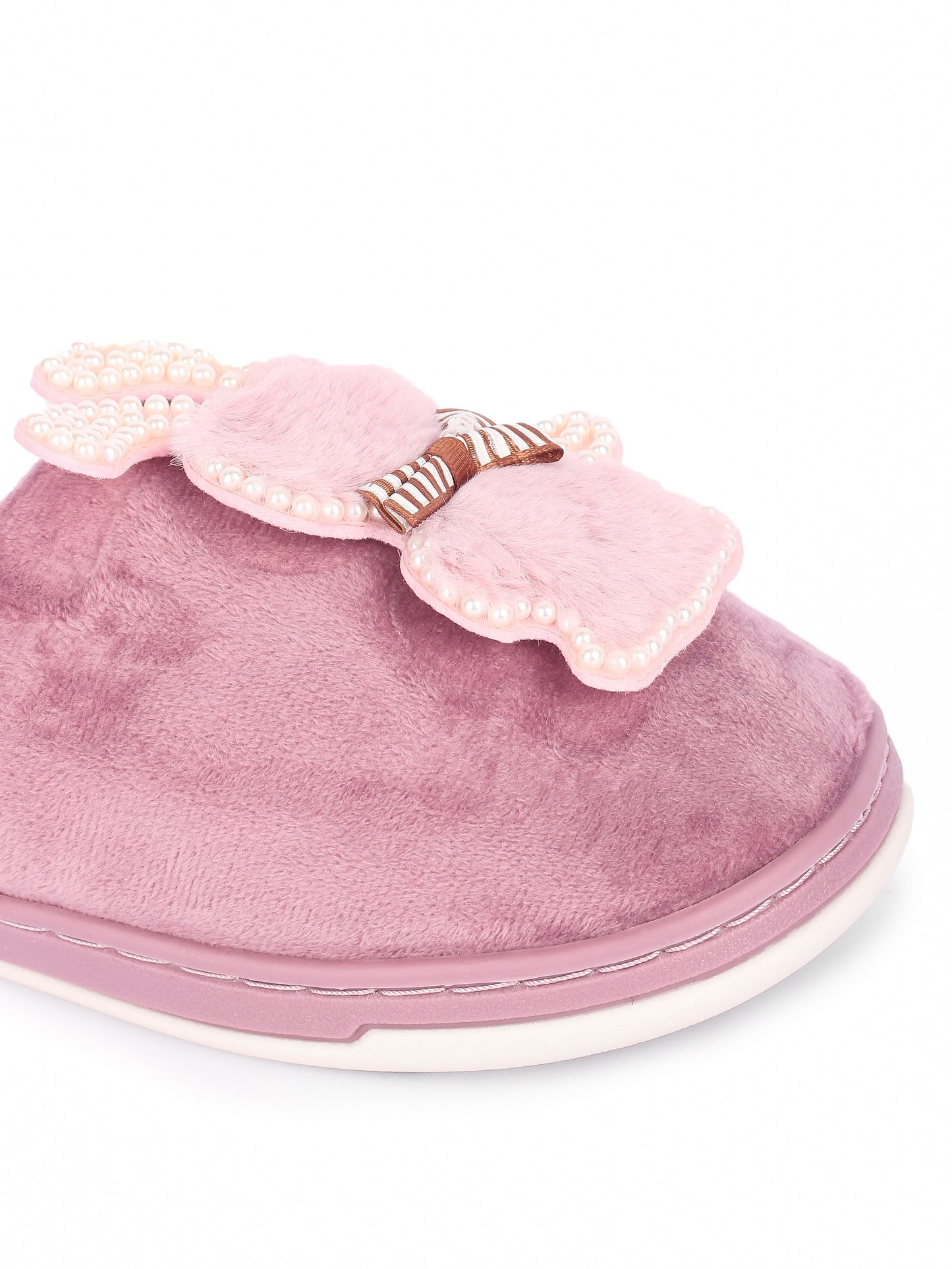 Brauch Women's Purple Wavy Ear Fur Winter Slippers