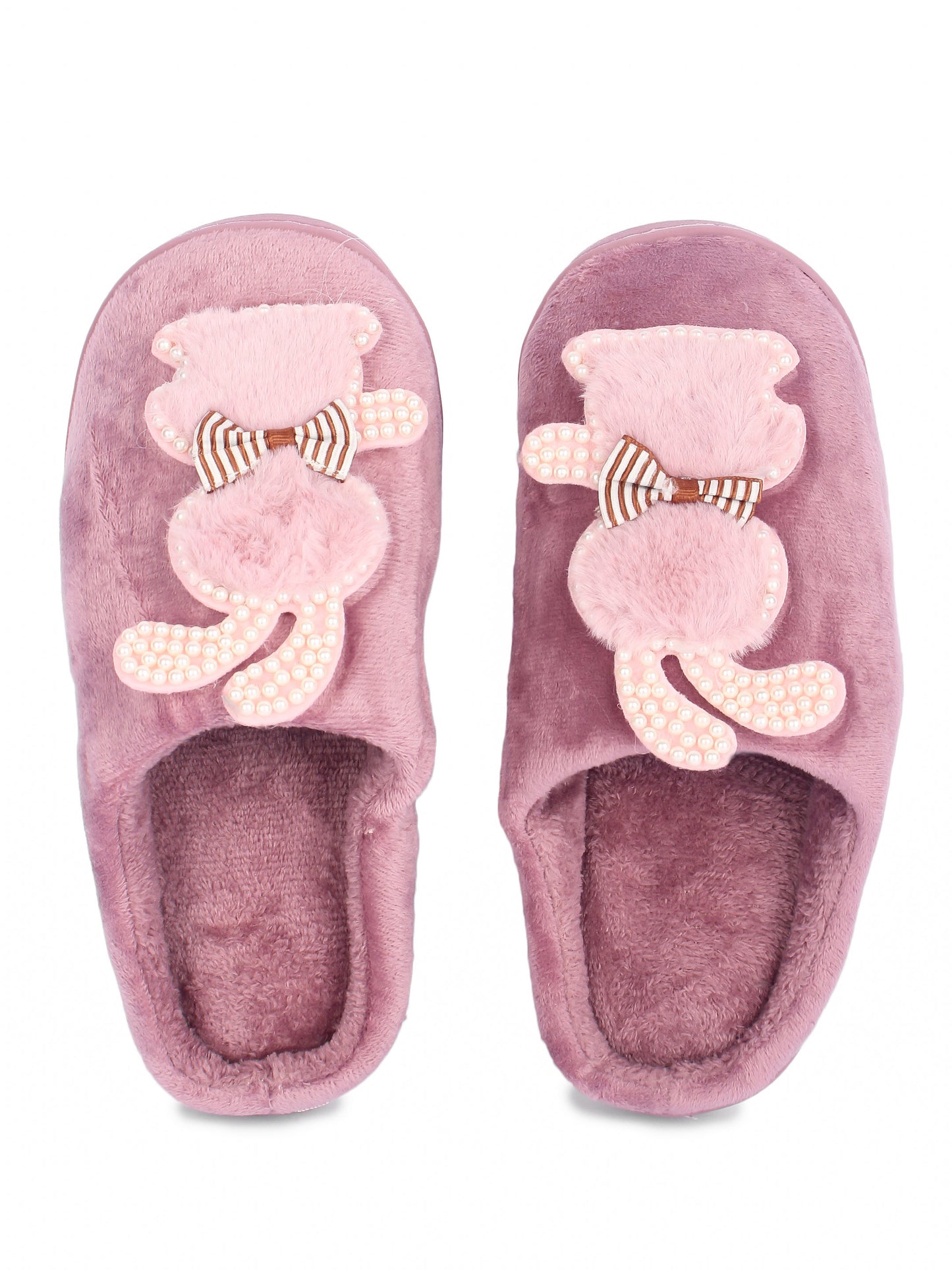 Brauch Women's Purple Wavy Ear Fur Winter Slippers