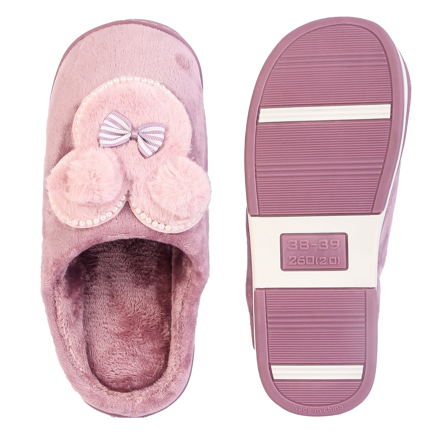 Brauch Women's Purple Pearl Mickey Winter Slippers