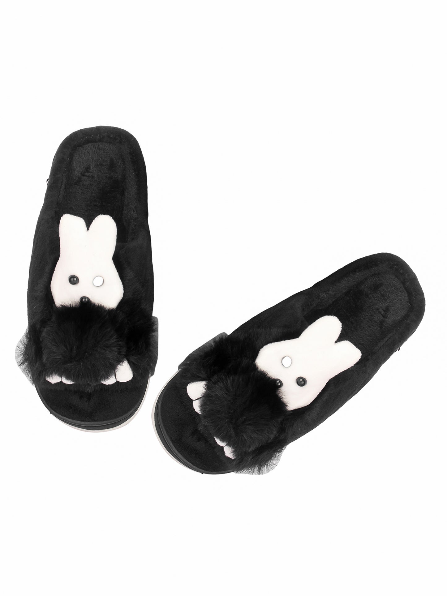 Brauch Women's Black Snow Bunny Fur Winter Slippers