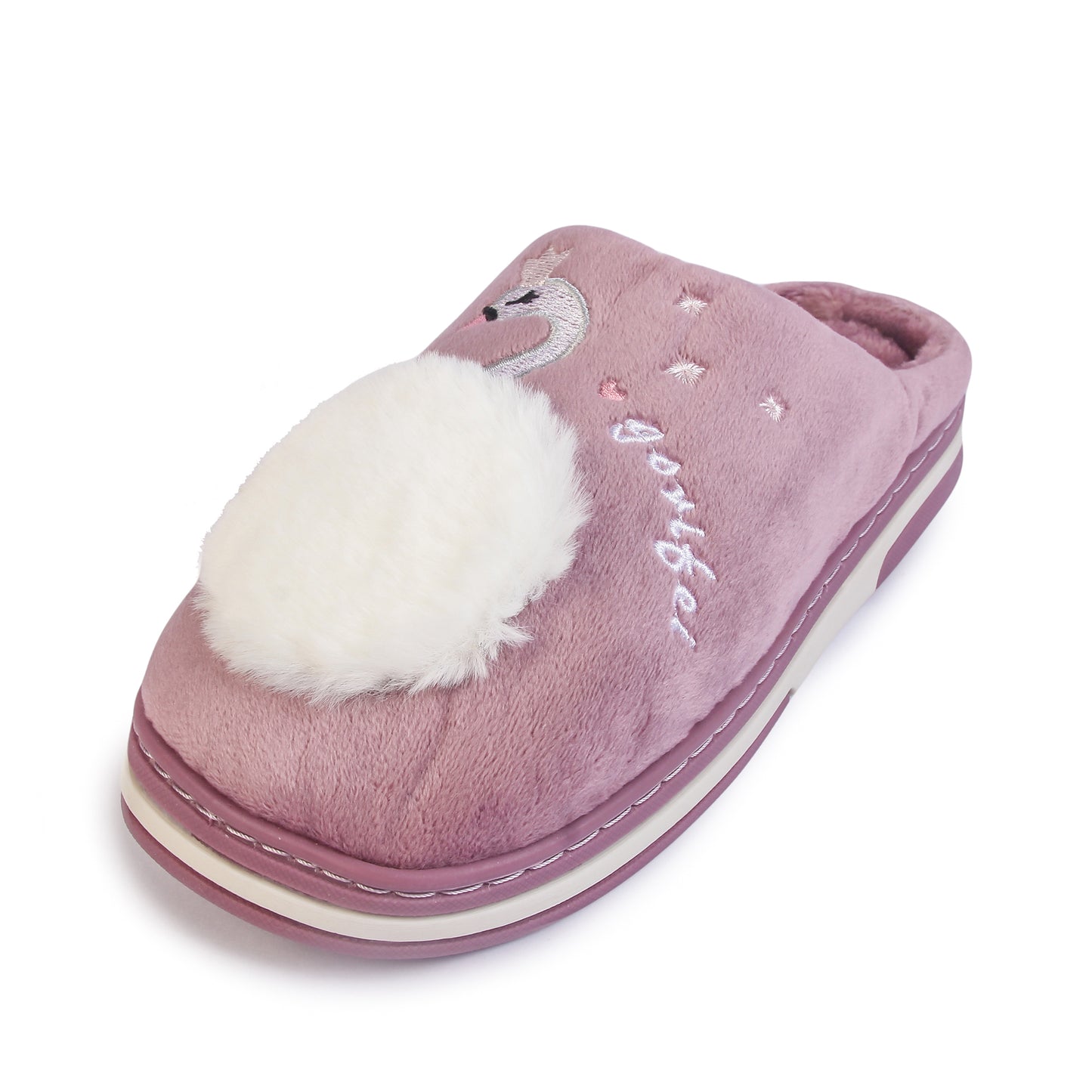 Brauch Women's Purple Fur Swan Winter Slippers