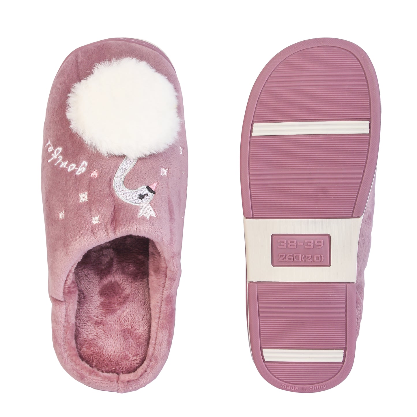 Brauch Women's Purple Fur Swan Winter Slippers