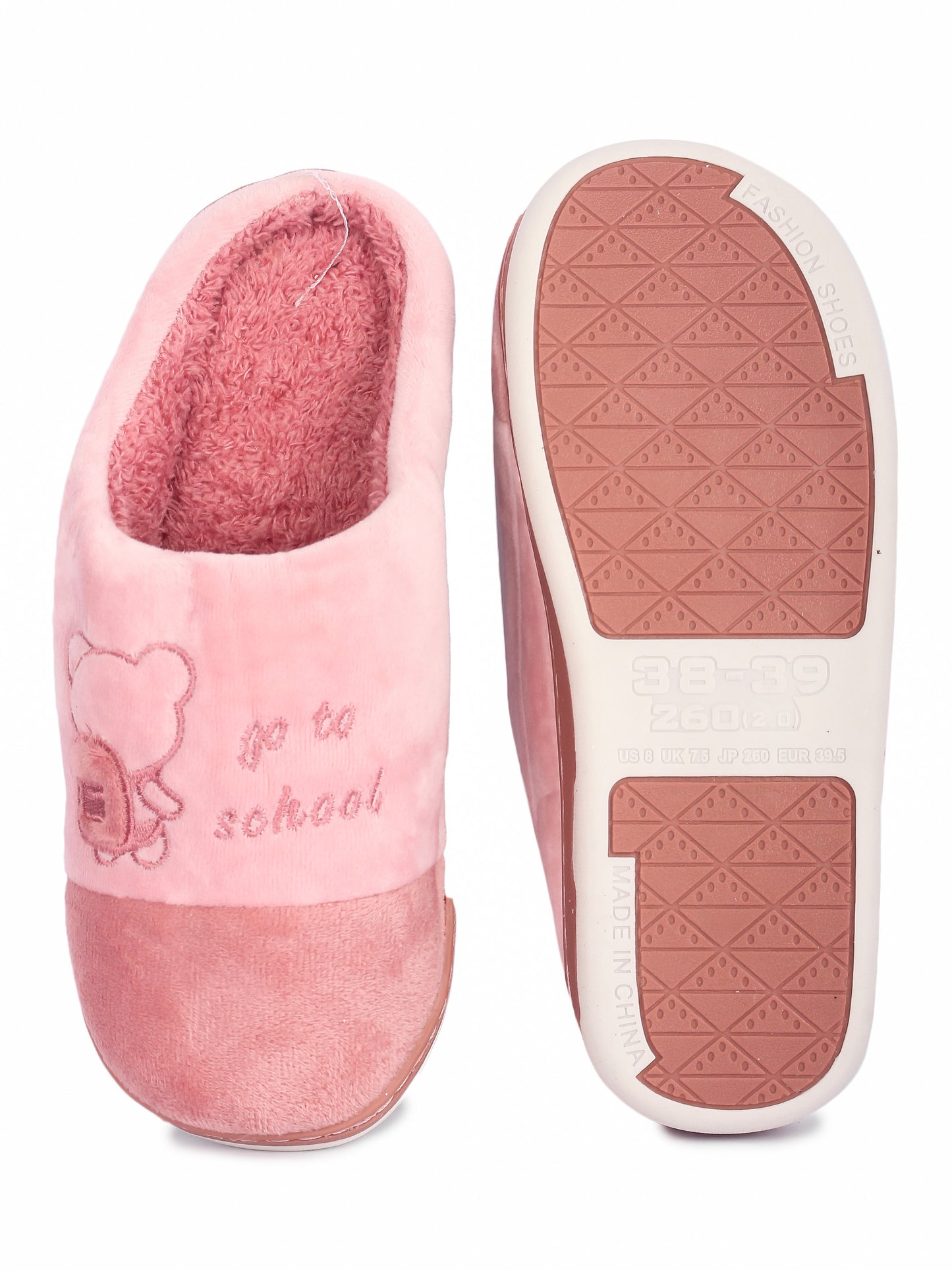 Brauch Women's Pink Go To School Fur Winter Slippers