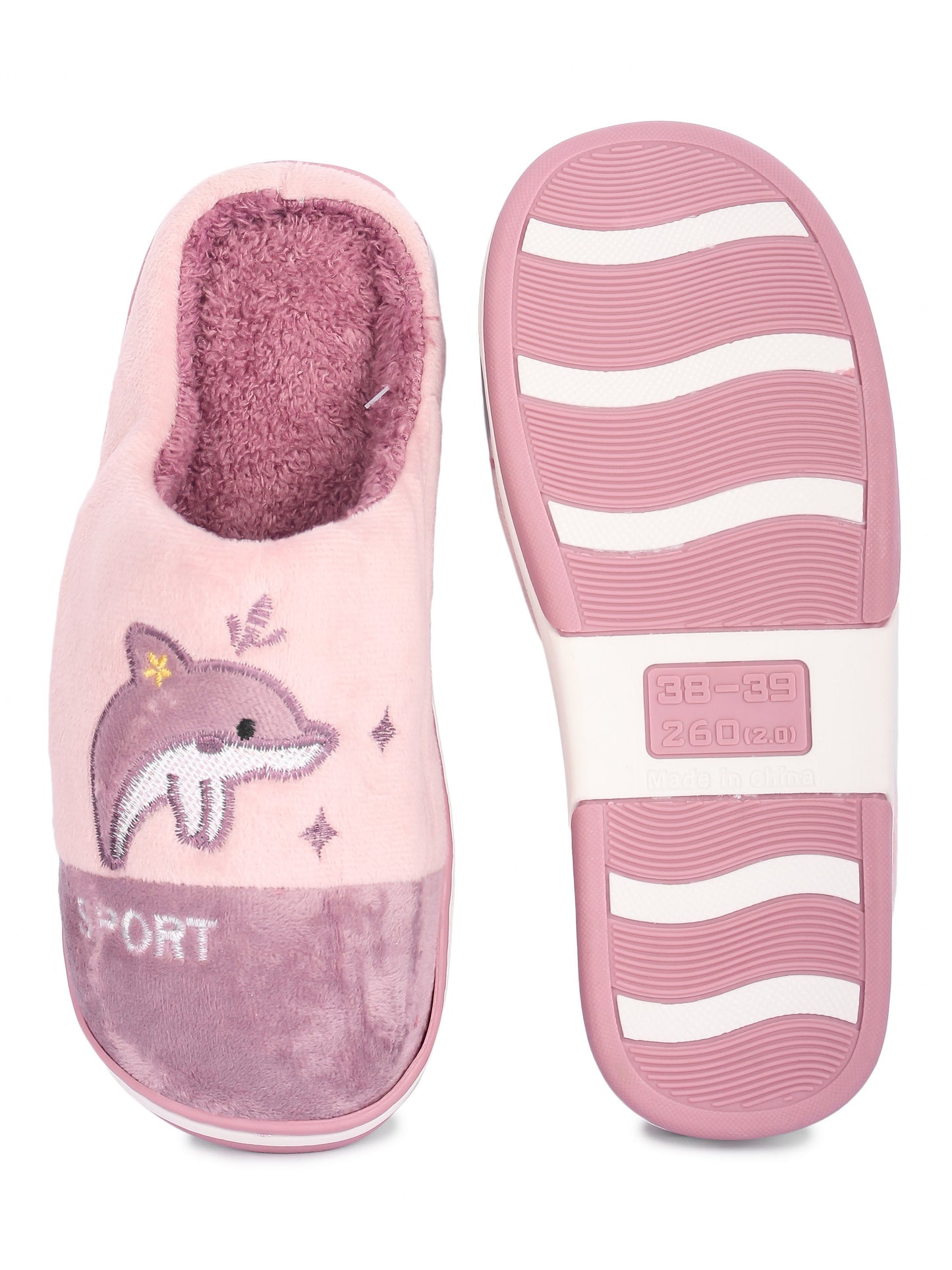 Brauch Women's Purple Whale Fur Winter Slippers