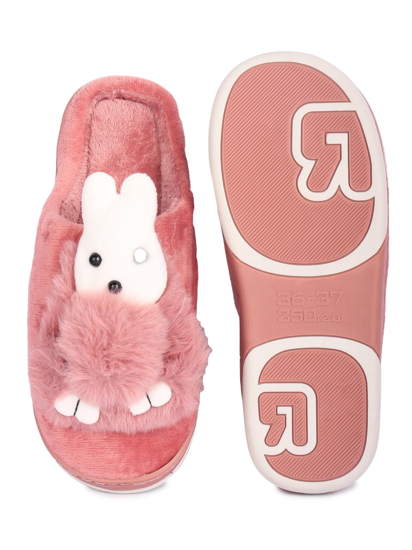 Brauch Women's Pink Snow Bunny Fur Winter Slippers