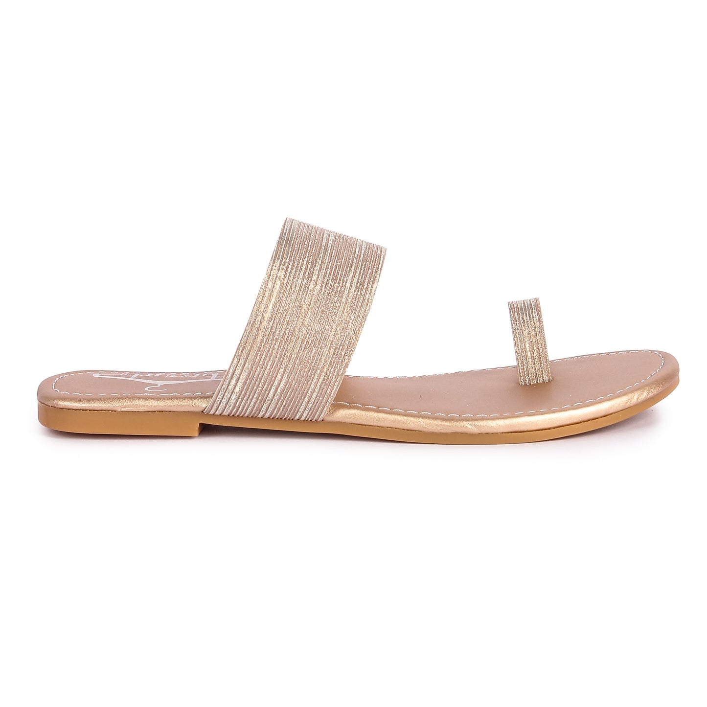 Brauch Women's Rose Gold Thumb Glitter Strap Flats