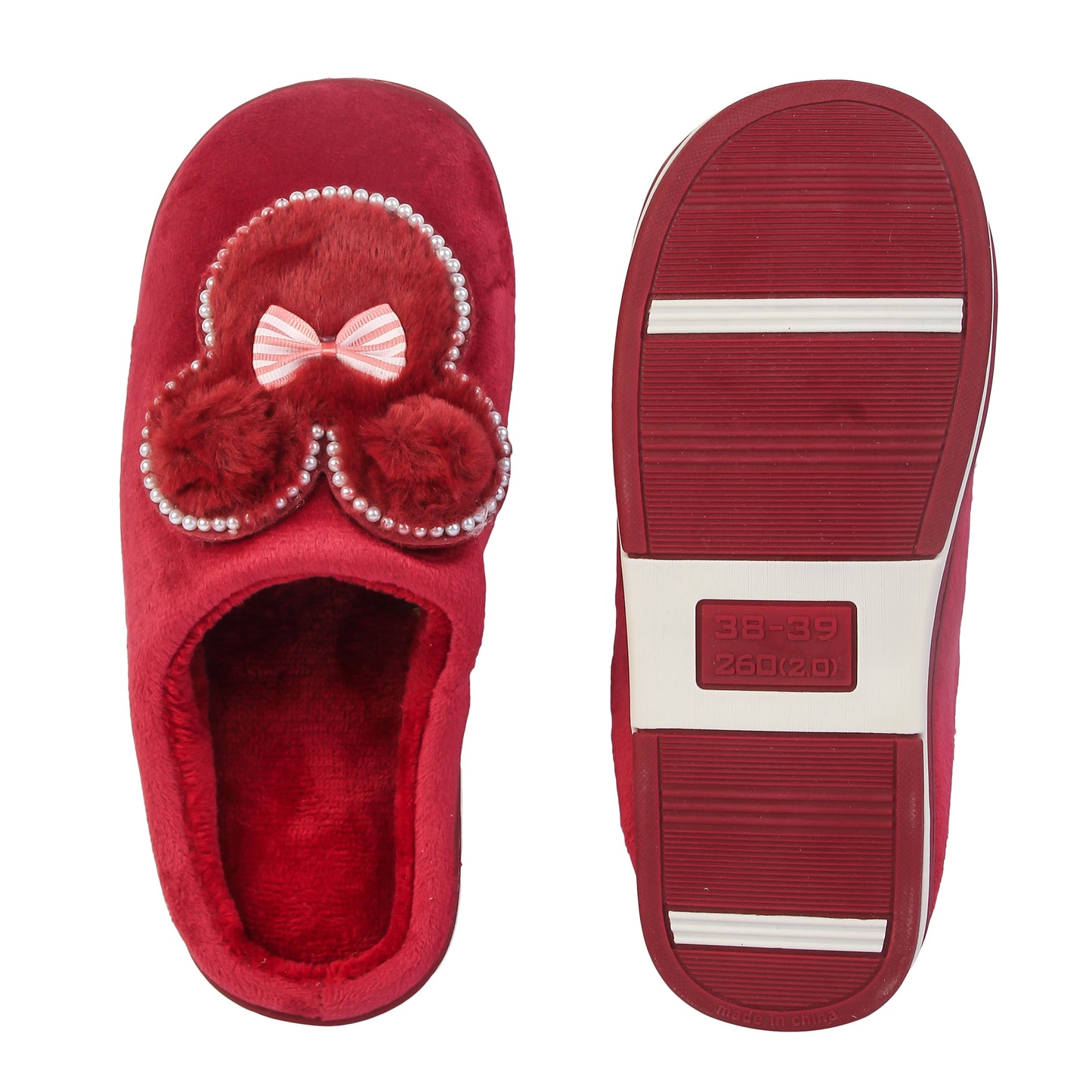Brauch Women's Maroon Pearl Mickey Winter Slippers