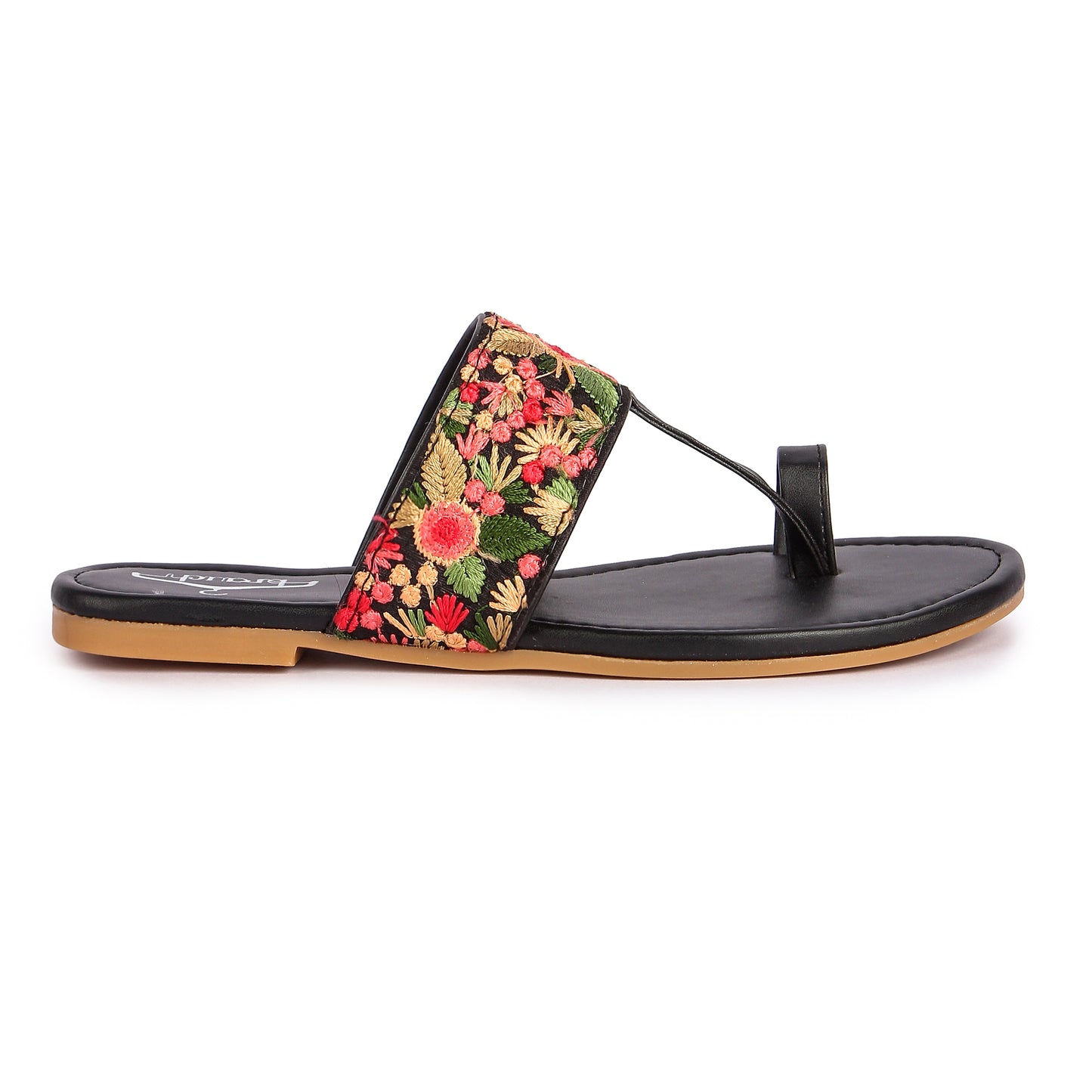 Brauch Women's Black Thumb Floral Flats