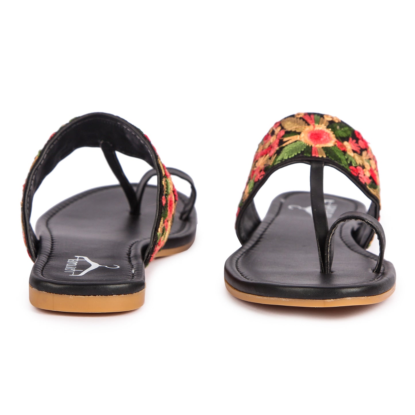 Brauch Women's Black Thumb Floral Flats
