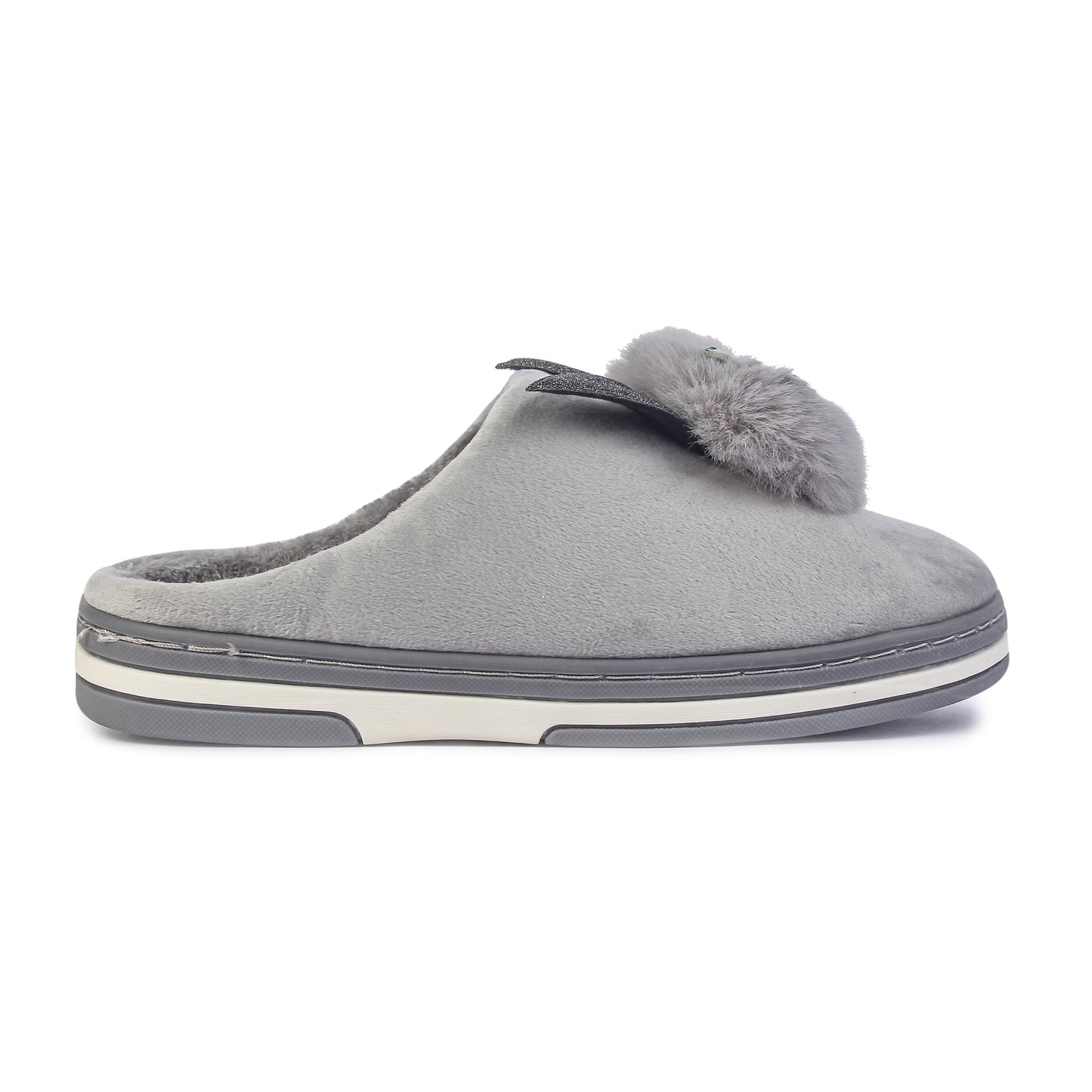 Brauch Women's Grey Glitter Kitty Winter Slippers