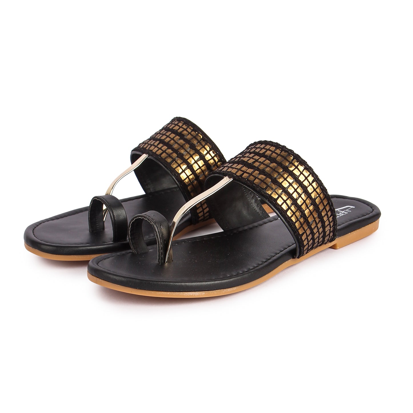 Brauch Women's Black Thumb Square Flats