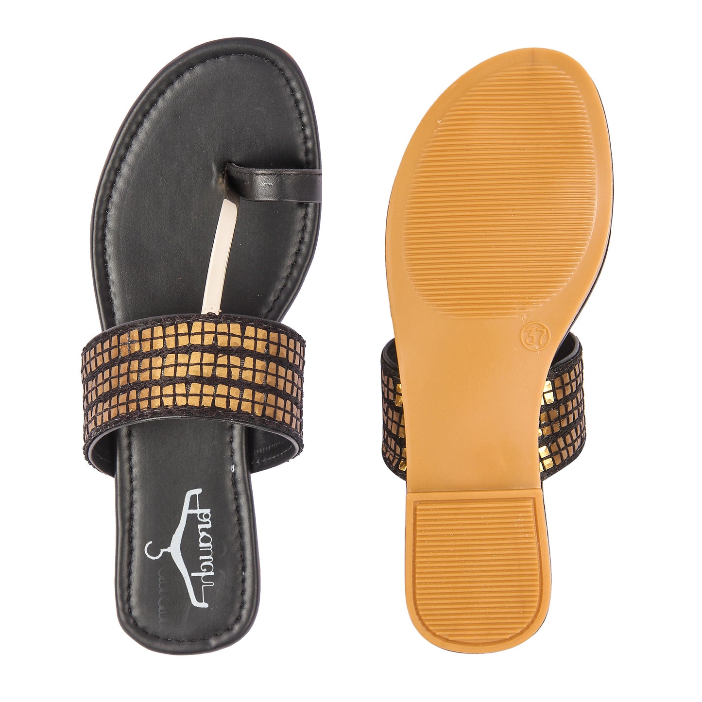 Brauch Women's Black Thumb Square Flats