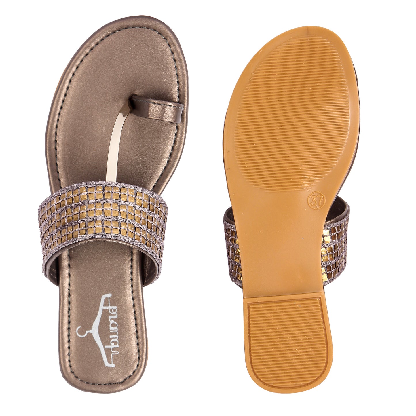 Brauch Women's Grey Thumb Square Flats