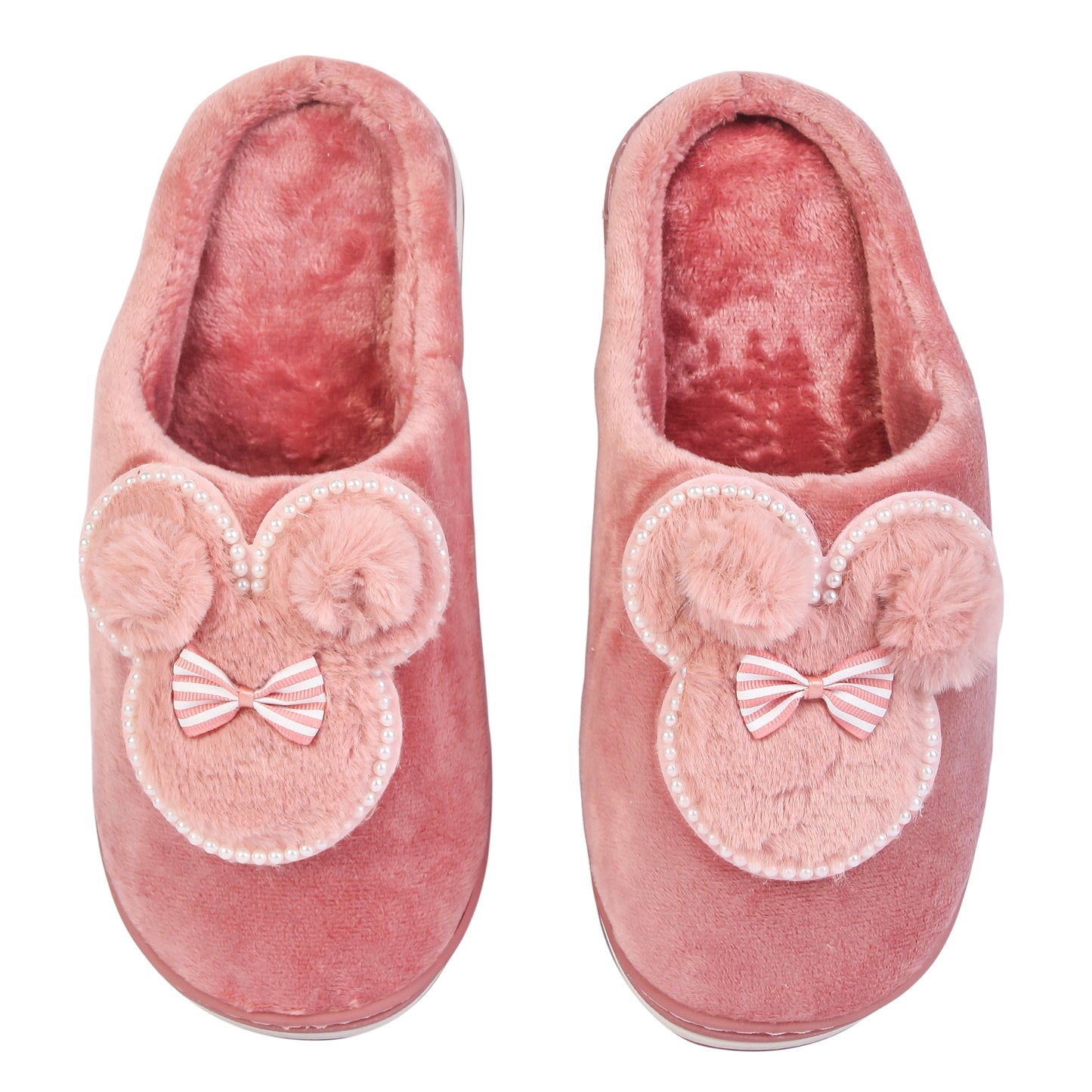Brauch Women's Pink Pearl Mickey Winter Slippers