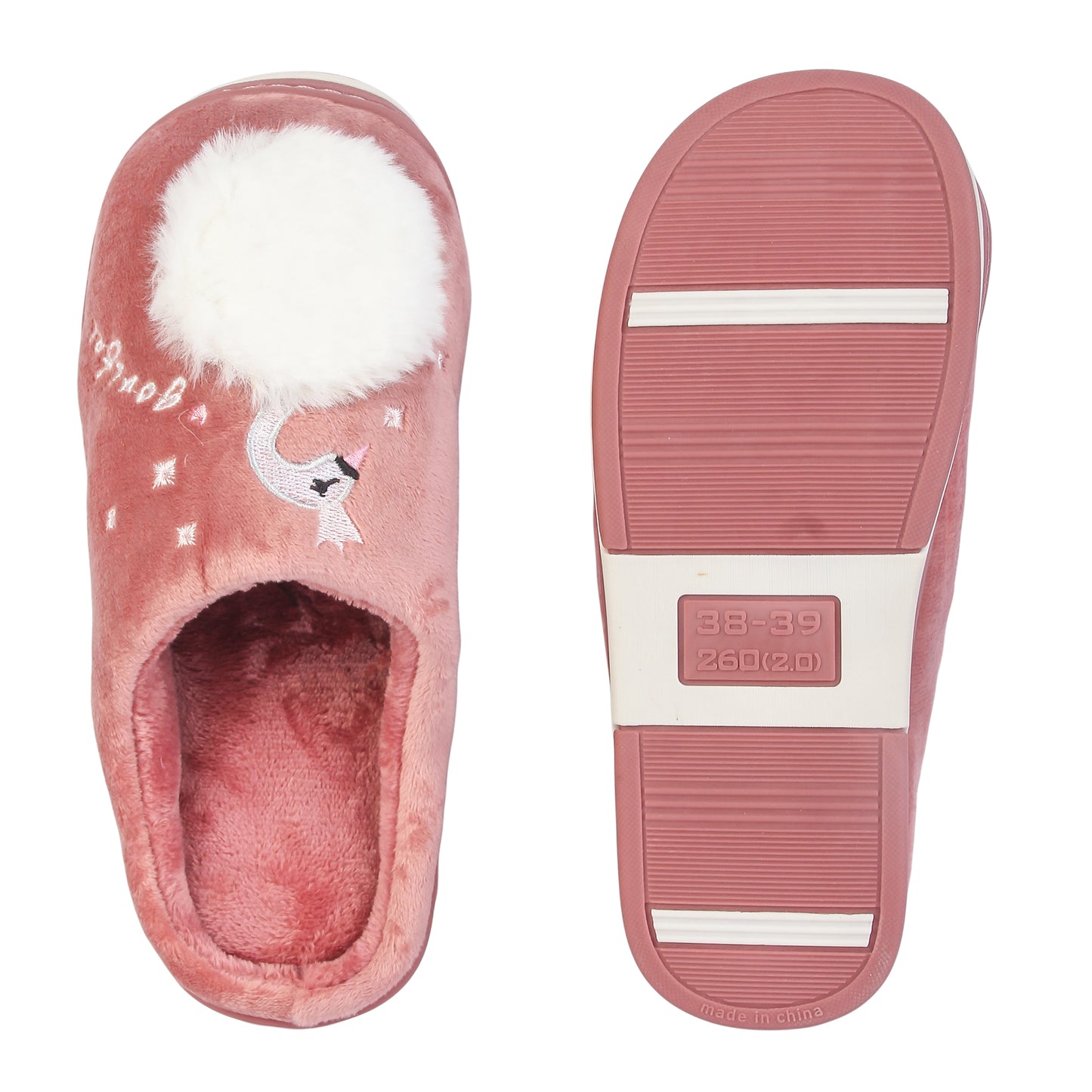 Brauch Women's Pink Fur Swan Winter Slippers