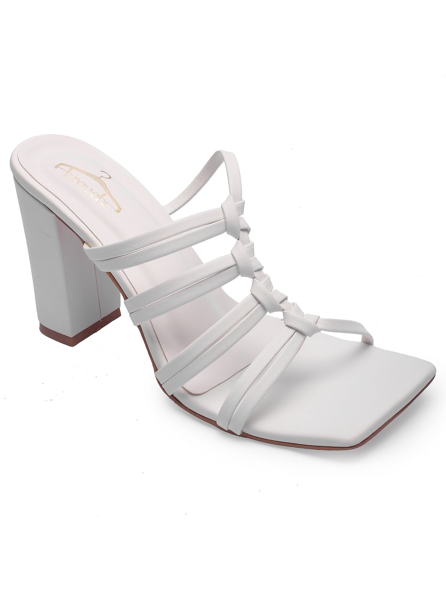 Brauch White Multistrap Knot heel