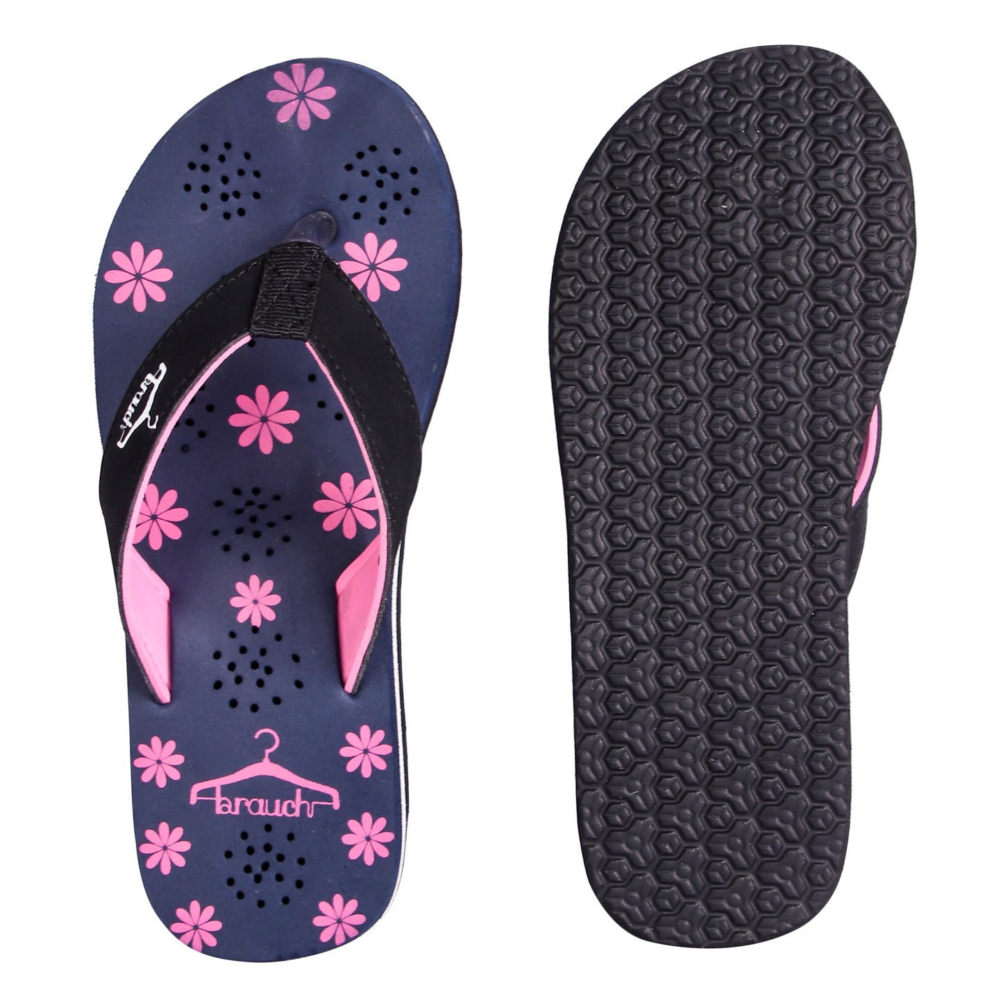 Brauch Women's Casual Blue Floral Flip Flops