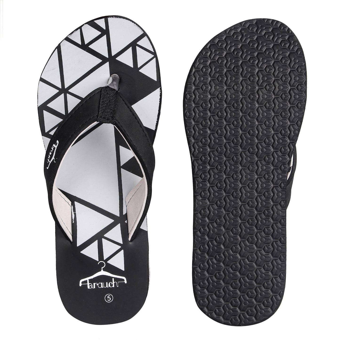 Brauch Women's Black Triangle Pattern Fabrication Flip Flop