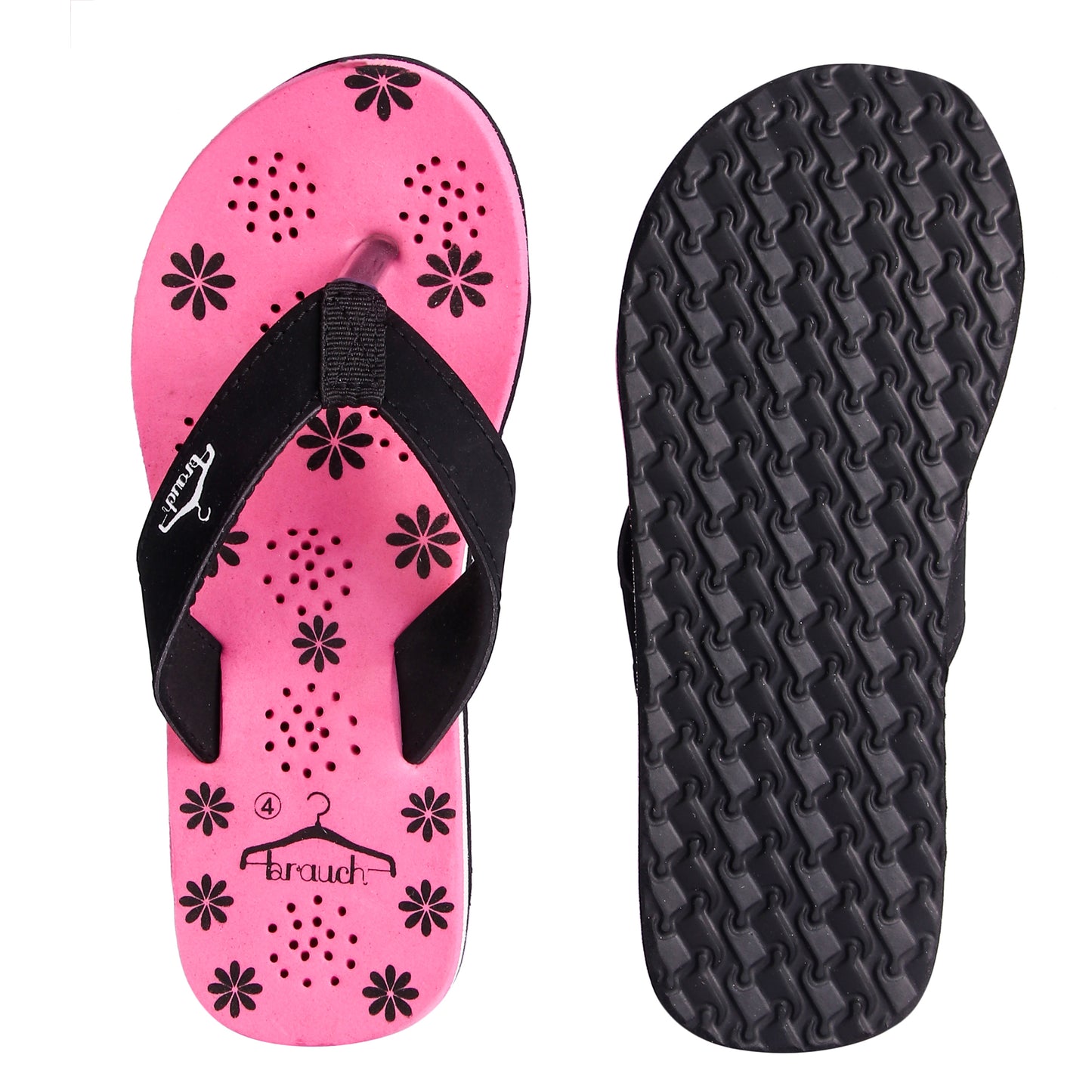 Brauch Women's Casual Pink Floral Flip Flops