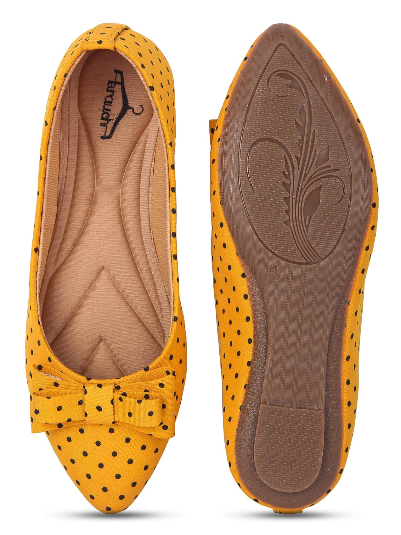 Brauch Yellow Polka Bow Ballerinas