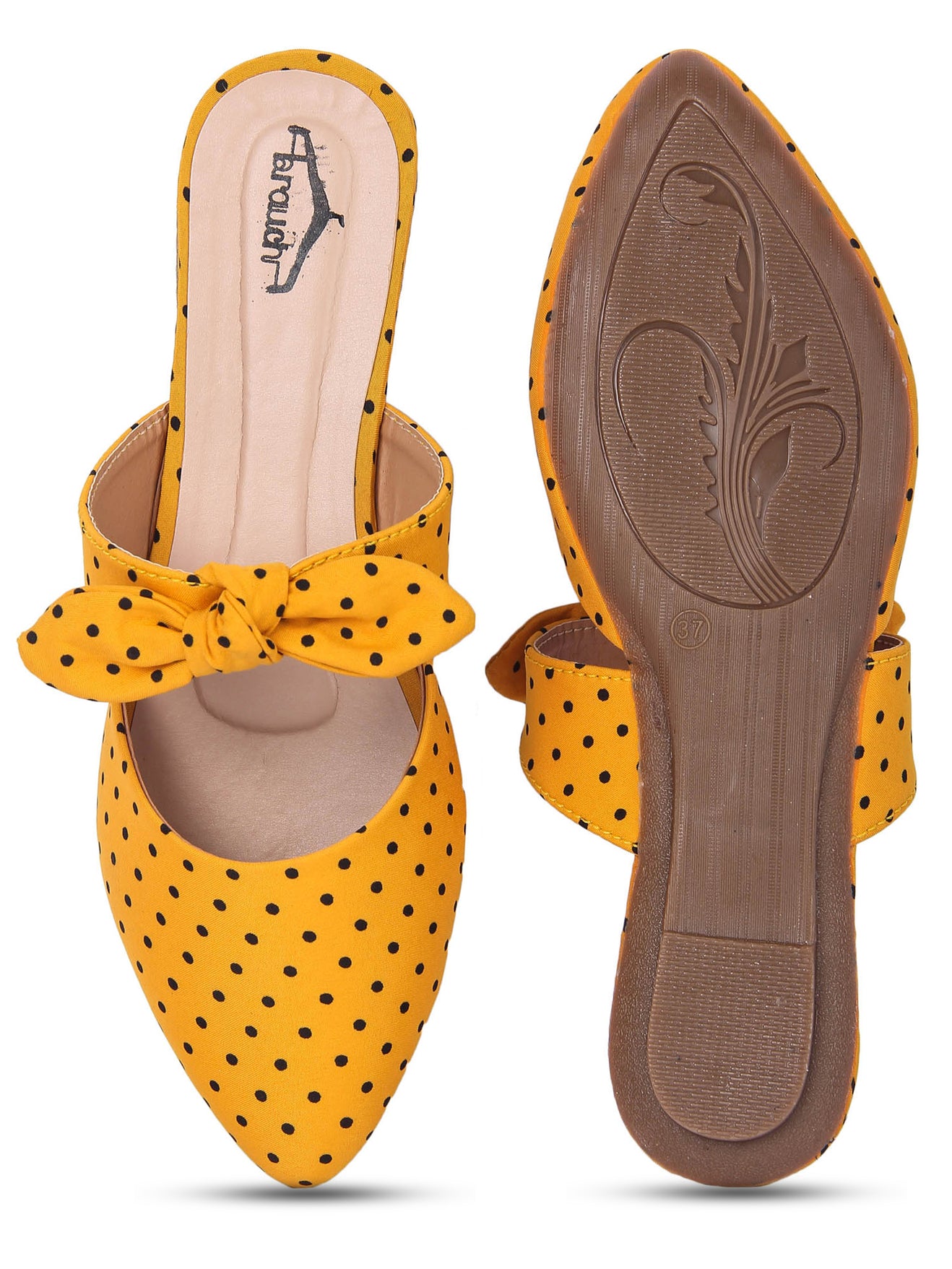 Brauch Mustard Polka Bow Mules