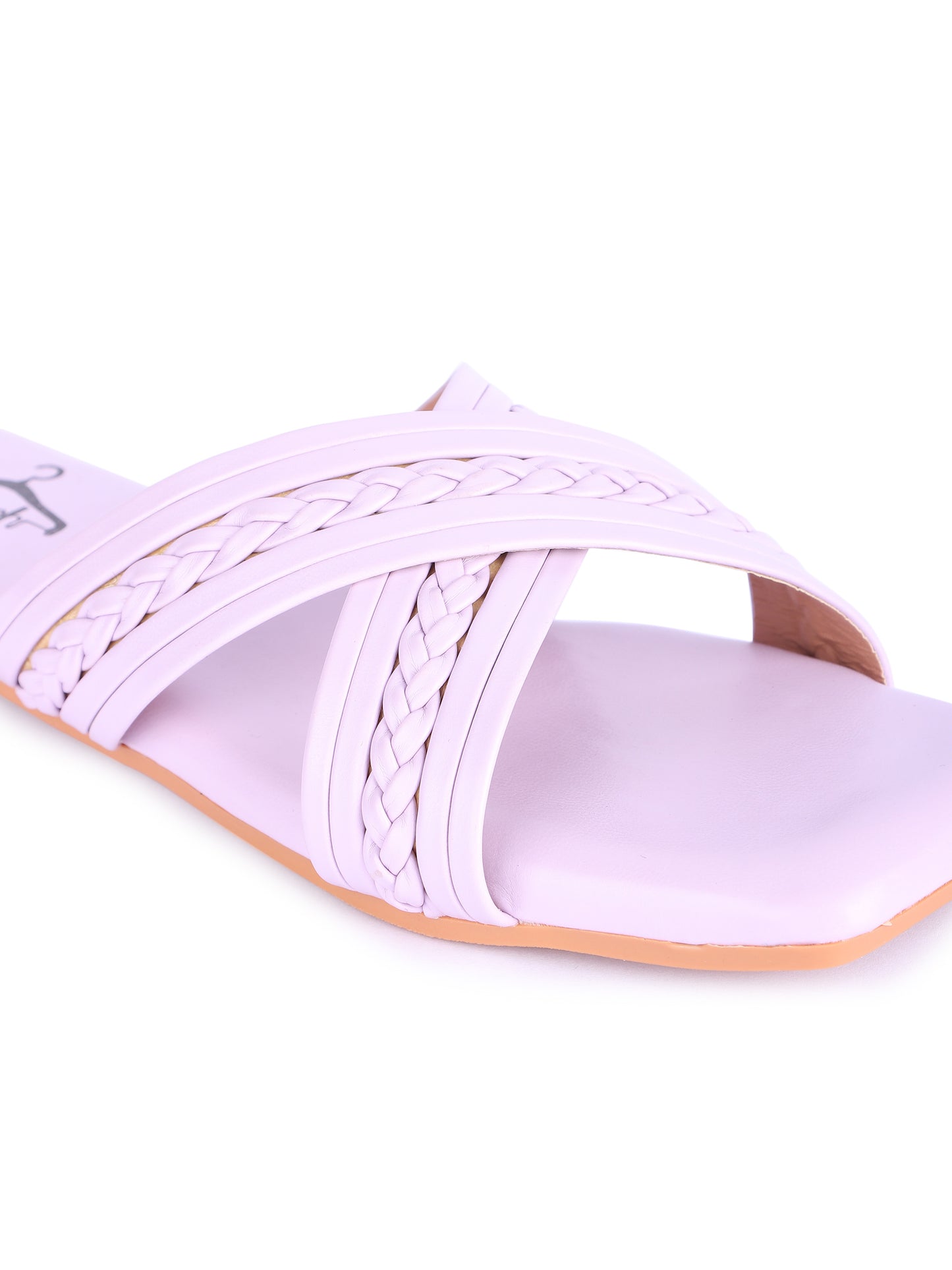Brauch Purple Cross Strap Patterned Flats