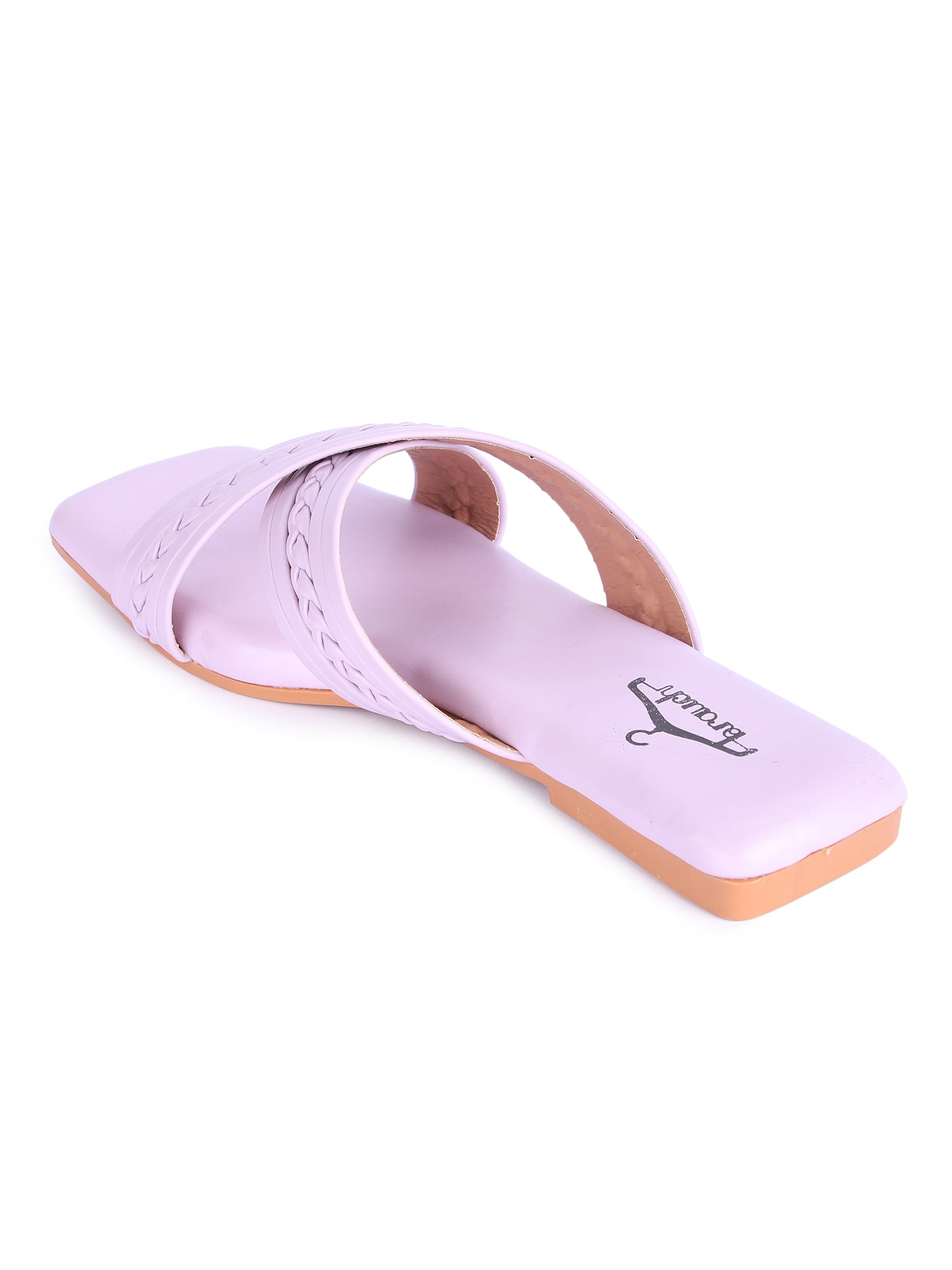 Brauch Purple Cross Strap Patterned Flats