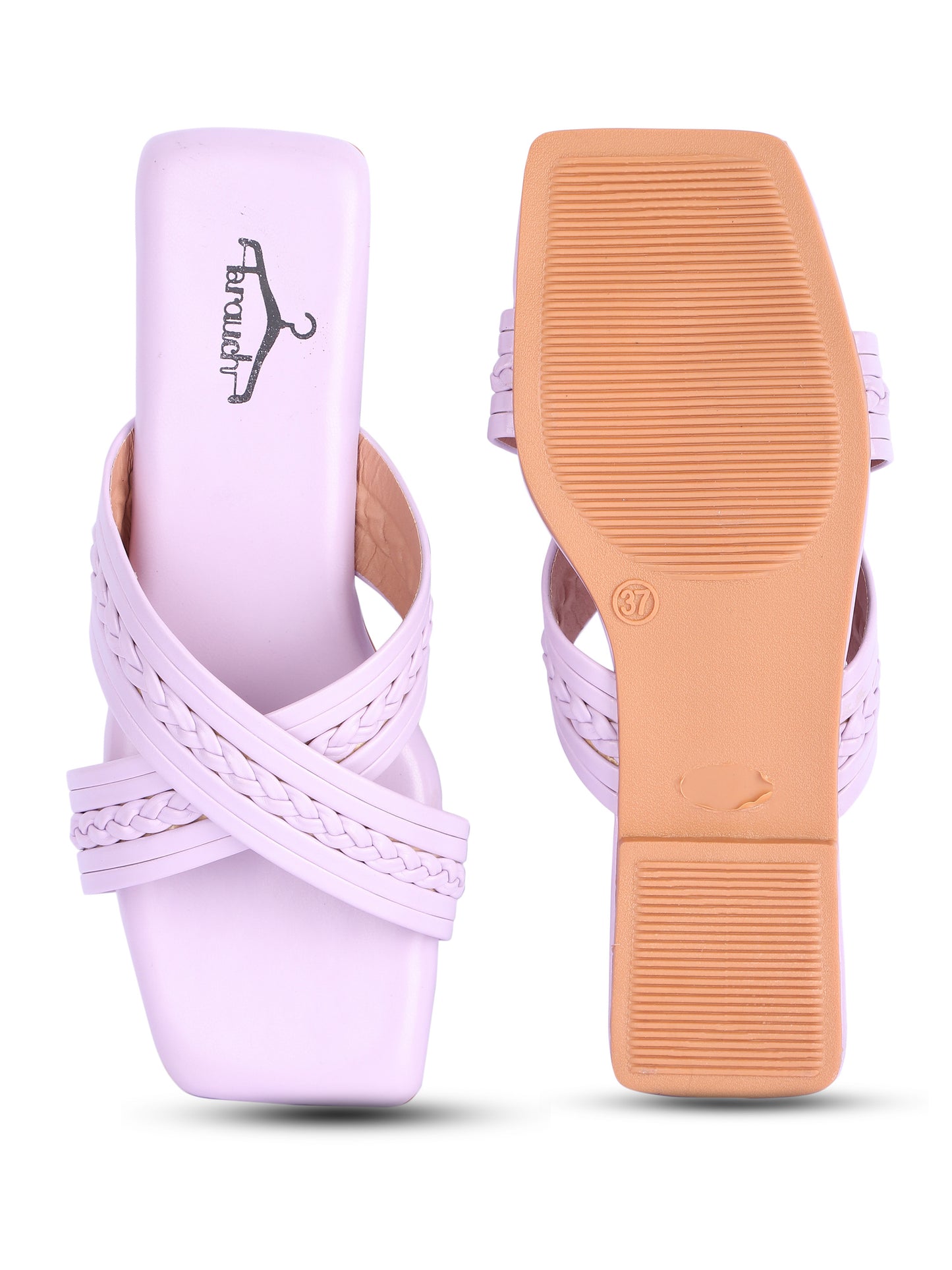 Brauch Purple Cross Strap Patterned Flats