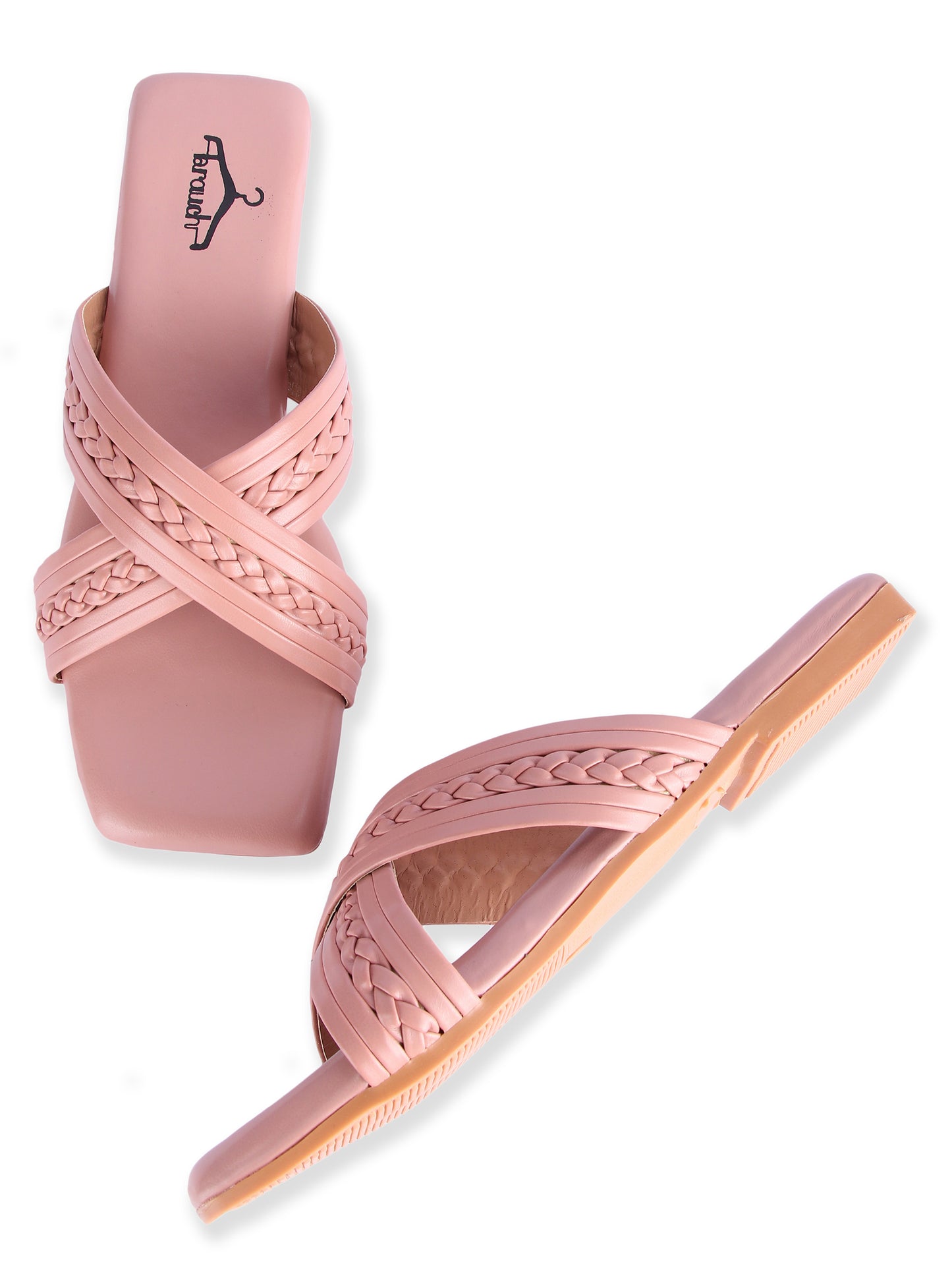 Brauch Peach Cross Strap Patterned Flats