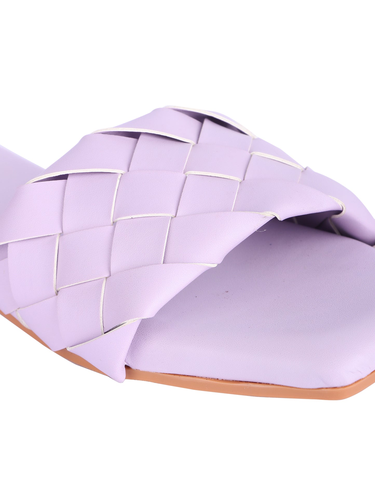 Brauch Purple Stylish Strap Square Toe Flats