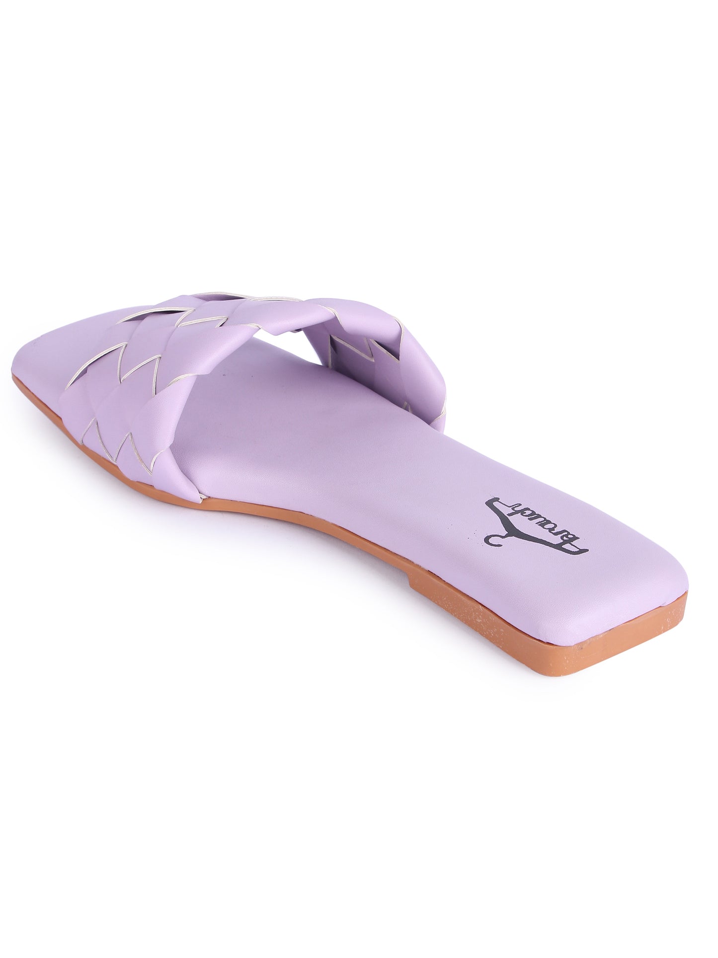 Brauch Purple Stylish Strap Square Toe Flats