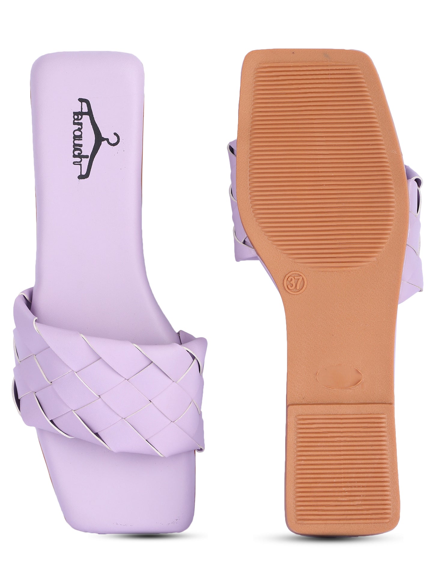 Brauch Purple Stylish Strap Square Toe Flats