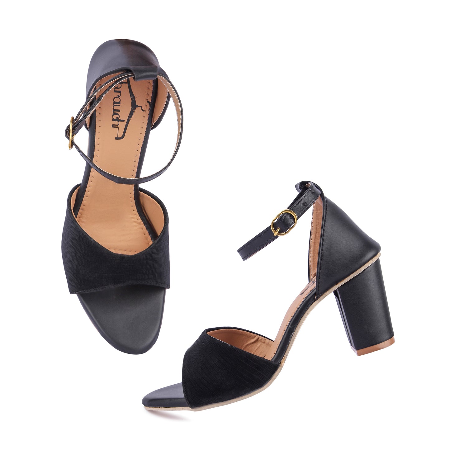 Brauch Women's Black Patterned Block Heel