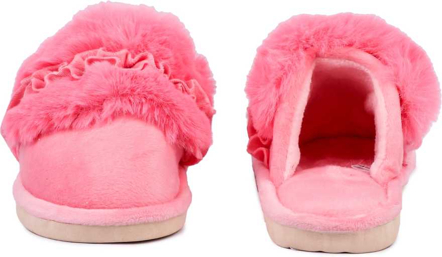Brauch Women's Pink Fur Floral Winter Slippers…