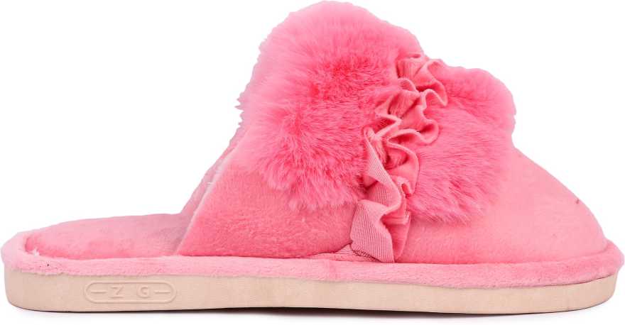 Brauch Women's Pink Fur Floral Winter Slippers…