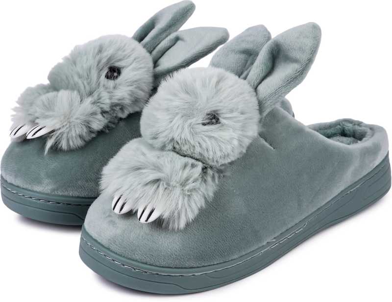 Brauch Women's Olive Rabbit Winter Slippers