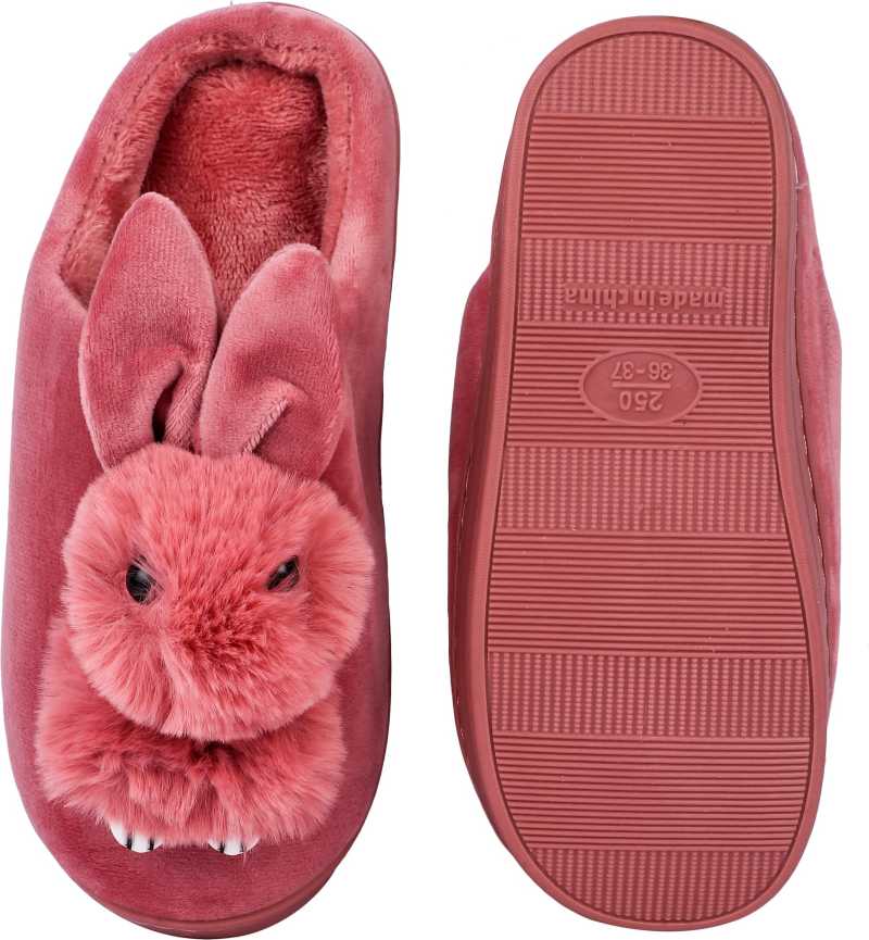Brauch Women's Maroon Rabbit Winter Slippers