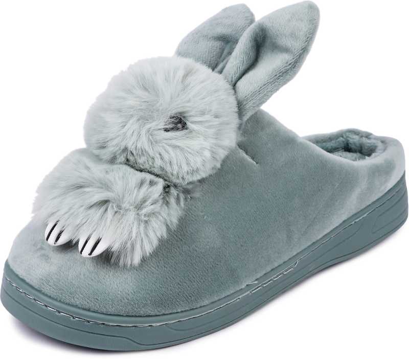 Brauch Women's Olive Rabbit Winter Slippers