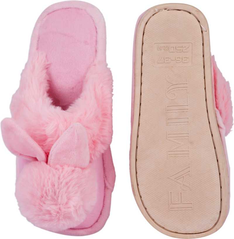 Brauch Women's Peach Bunny Winter Slippers