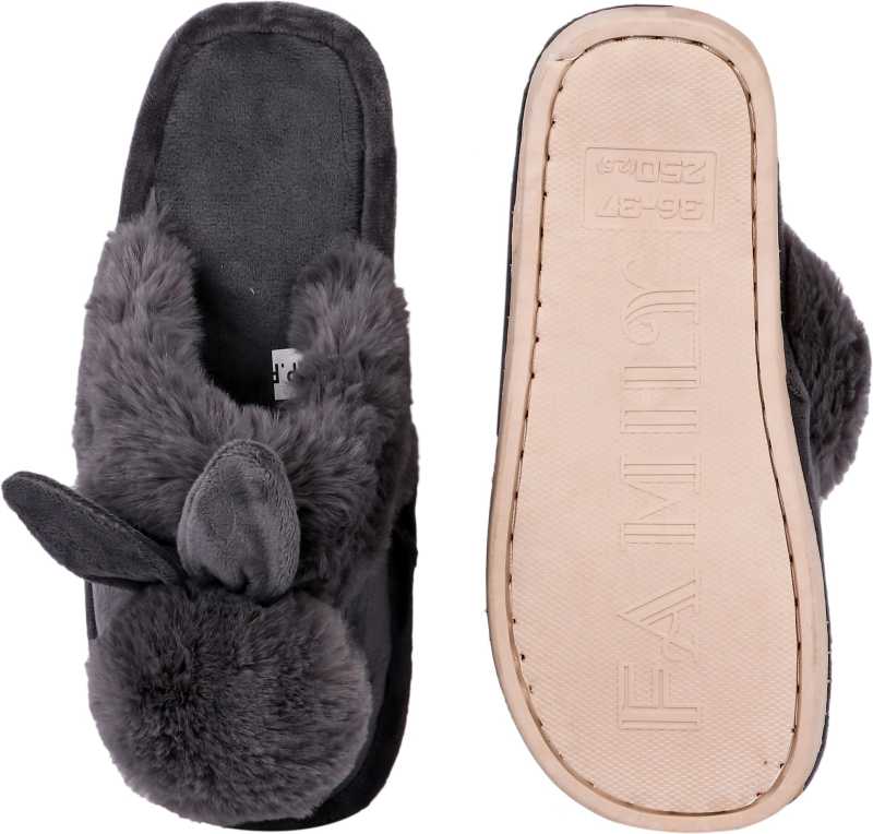 Brauch Women's Grey Bunny Winter Slippers