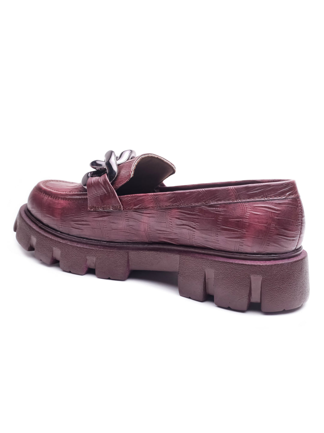 Brauch Maroon Patterned Embellished Loafer Shoe