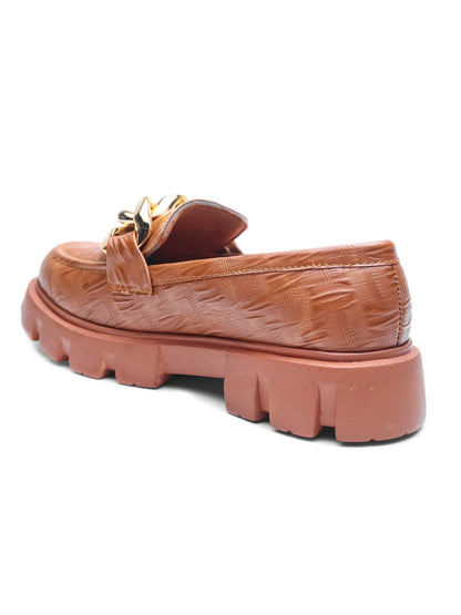 Brauch Tan Patterned Embellished Loafer Shoe