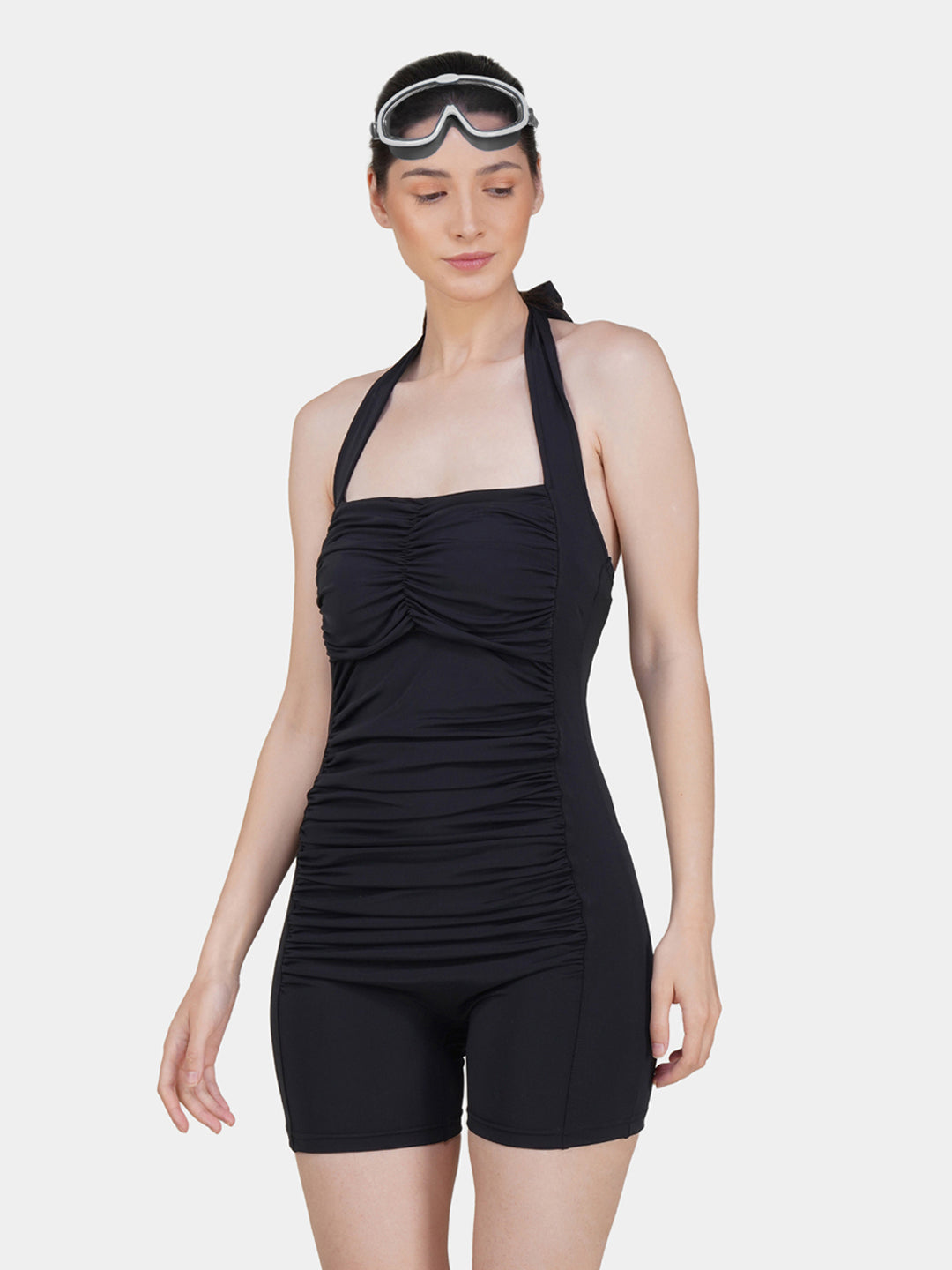 Brauch Padded Ruched Halter Neck Swimdress