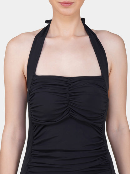 Brauch Padded Ruched Halter Neck Swimdress