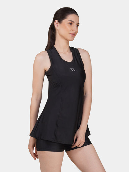 Brauch Women Black Padded Active Fit 2-Piece Swimwear Set