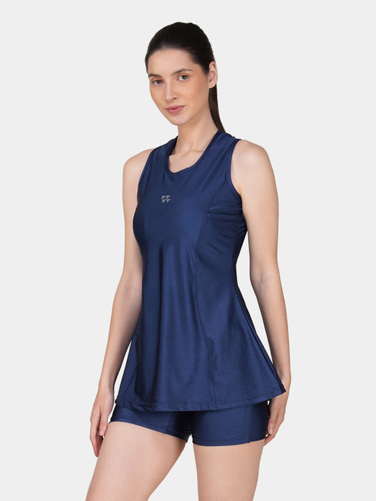 Brauch Women Navy Blue Padded Active Fit 2-Piece Swimwear Set