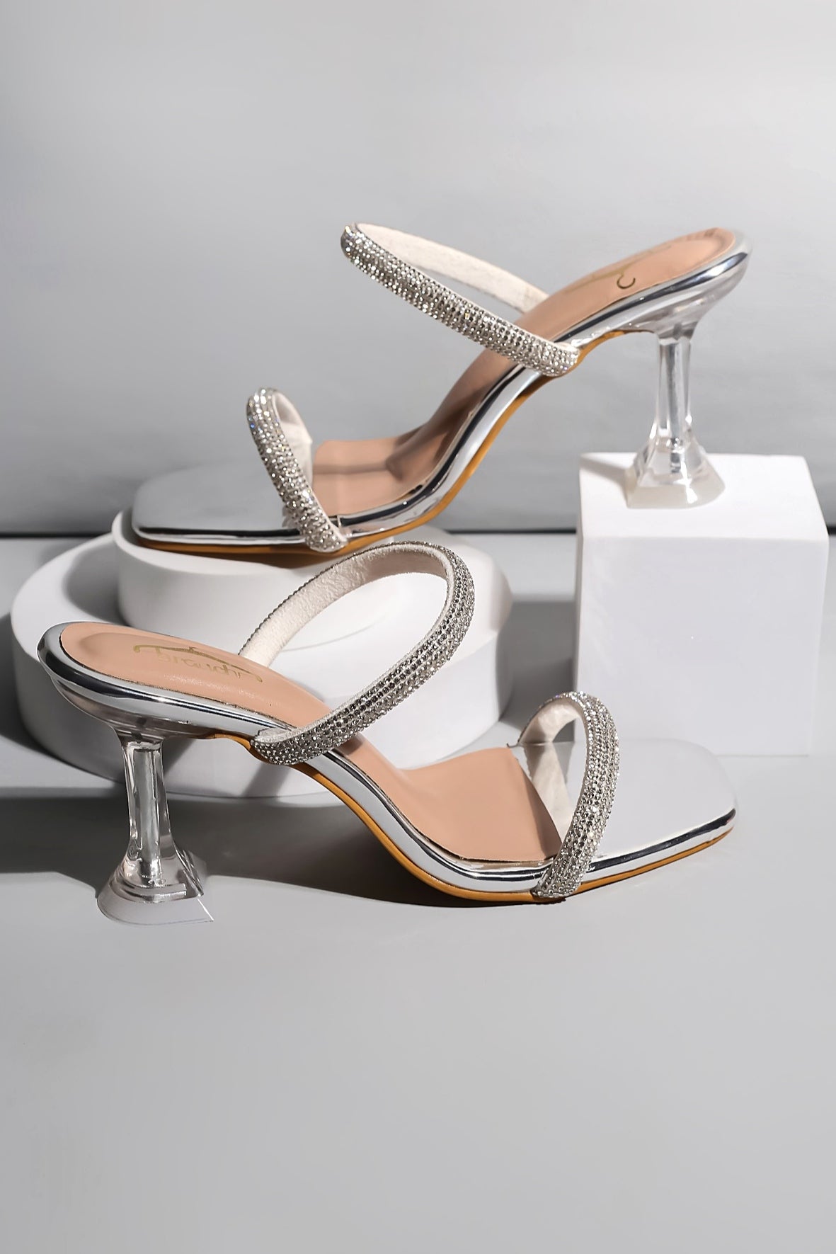 Silver Rhinestone Wedding Pointed Toe Shoes Stiletto Heels | LizProm